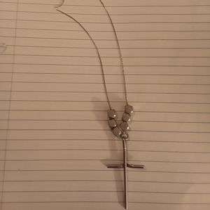 Women's twenty inch sterling silver necklace with sterling silver cross charm